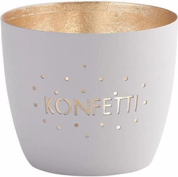 Gift Company Madras Windlicht M Konfetti pastellgrau/gold 8,5cm