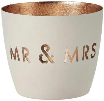 Gift Company Madras Windlicht M Mr & Mrs weiß/gold 8,5cm