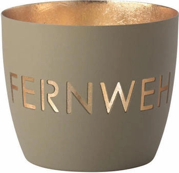 Gift Company Madras Windlicht M Fernweh sandstone/gold 8,5cm