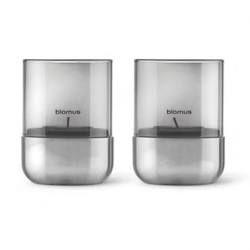 Blomus CALMA Laterne stainless steel matt glass smoke 2er Set XS 9,5cm