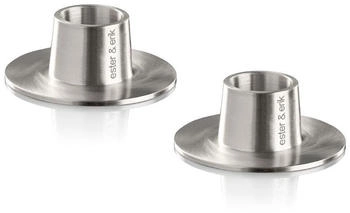 Ester & Erik Kerzenhalter für Peitschenkerzen, ⌀ 6 cm, silber / matt (2er-Set)