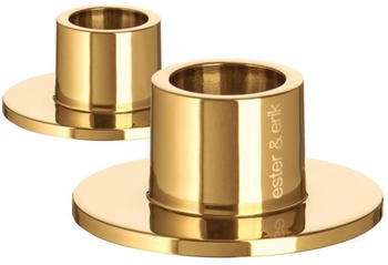 Ester & Erik Kerzenhalter 2er Set goldfarben shiny / 2 Stück à Ø 4 cm - Höhe 2 cm