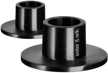 Ester & Erik Kerzenhalter 2er Set black matt / 2 Stück à Ø 4 cm - Höhe 2 cm