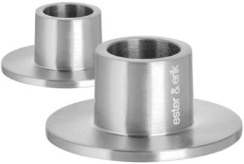 Ester & Erik Kerzenhalter 2er Set silver matt / 2 Stück à Ø 4 cm - Höhe 2 cm