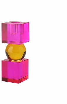 Gift Company Sari Kristallglas Kerzenhalter Kugel 2 Cubes pink/orange gs