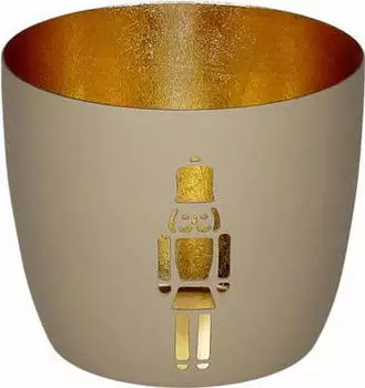 Gift Company Madras Windlicht M Nussknacker sandstone/gold 8,5cm