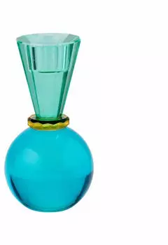 Gift Company Sari Kristallglas Kerzenhalter H13 5 cm Kugel/Konus gr&uuml;n/blau gs
