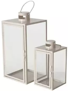 Boltze Arania Laterne aus Metall, beige, 2er-Set