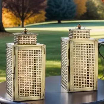Marrakesch Orient & Mediterran Interior Gjola Windlicht 2er-Set, Vintage, Gartenlaterne (am-22-1025-bis)