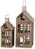 Boltze Marling Kerzenlaterne, Holz, braun, 2er-Set