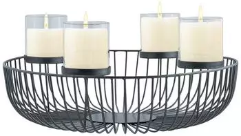 Marrakesch Orient & Mediterran Interior Kerzenständer Eliet Adventskranz, Metall, schwarz, 40cm (dmc-035)
