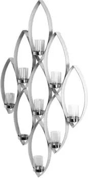 Fink MARUF Wand-Teelichthalter 9-flammig, gehämmerter Edelstahl, 84cm (143086)