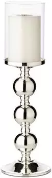 Edzard Kerzenleuchter Windlicht Bamboo versilbert, 44cm, mit Glasaufsatz (2787)