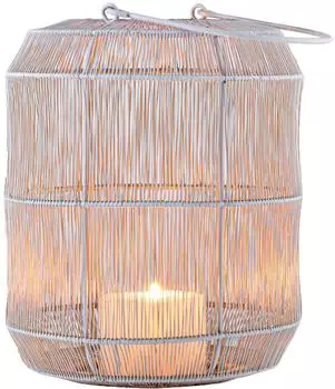 Marrakesch Orient & Mediterran Interior Stello Windlicht Metall Draht, weiß/gold, 27cm (di-1292a-we)