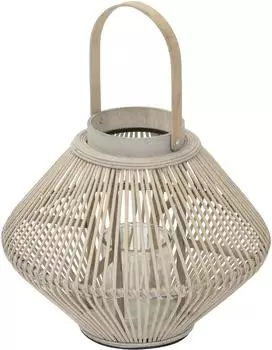 ECD Germany Bambus-Laterne mit Glaseinsatz, Boho, 47cm (Holzfarbe)
