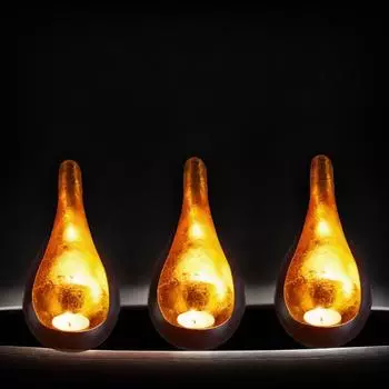 Marrakesch Orient & Mediterran Interior Windlicht Rasin 3er Set, orientalisch, Metall schwarz/gold (di-19131-3er)