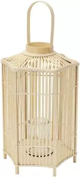 ECD Germany Bambus-Laterne Boho-Stil mit Glaseinsatz, 75cm (490018723)