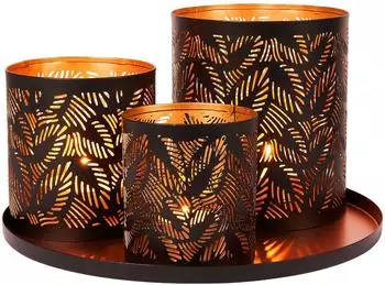 Marrakesch Orient & Mediterran Interior Geschenkset Garten-Windlichter & Kerzentablett, Deko Set 21 (di-2515-di-2022-001)