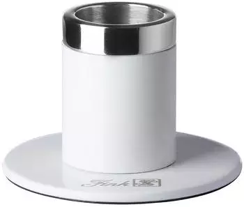 Fink ENNO Kerzenhalter Aluminium, silber/weiß, Ø 8cm