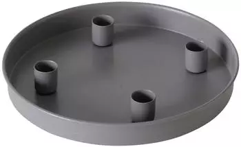 Spetebo Magnet-Kerzentablett für Stabkerzen, rund, grau, Metall, 25cm (37342)