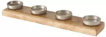 Spetebo Adventskerzenhalter XL Mangoholz mit Aluminium, 4 Kerzen, 50x10cm (3491)