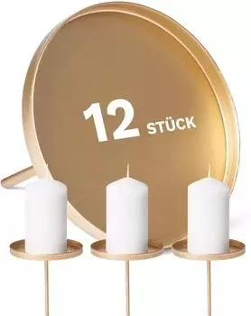 Novaliv Kerzenpick flach, gold, 8cm Durchmesser, 12er-Set (20022-12x)