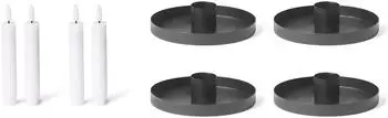 Novaliv Stabkerzenhalter 4er-Set, Metall, schwarz, 6cm
