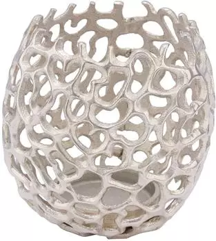 Spetebo Kerzenschale Aluminium Gitterdesign silber, Ø 17cm (31953)