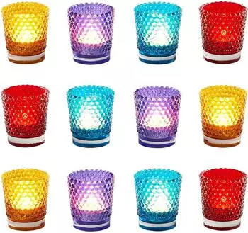 Marrakesch Orient & Mediterran Interior Alian Teelichthalter aus Glas, orientalisch, bunt, 12er-Set (dc-28670-12er-fbm)
