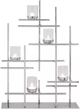 Fink PALADIN Teelichthalter 5-flammig, Glas/Edelstahl, silber, H.70cm (94422114-0)