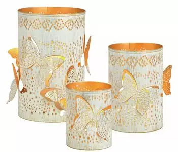 Spetebo Windlicht Schmetterling 3D-Element Metall 3er-Set (2964)