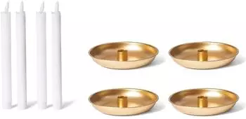 Novaliv Stabkerzenhalter 4er-Set, Ø 13cm, gold (20423-20791-4x)