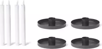 Novaliv Stabkerzenhalter 4er-Set 9cm, Metall, schwarz