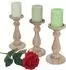 MCW Kerzenständer 3er-Set Shabby-Look, Holz, naturbraun (T361)
