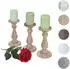 MCW Kerzenständer 3er-Set Shabby-Look, Holz, naturbraun (T361)
