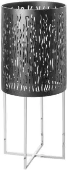 Fink BACCUS Bodenwindlicht, Edelstahl/Eisen, schwarz/silber, H82cm Ø36cm
