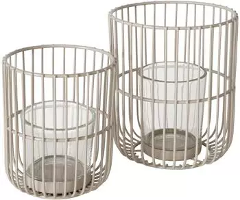 Boltze Windlicht Cindy 2er-Set, Metall/Glas, beige (Cindy)