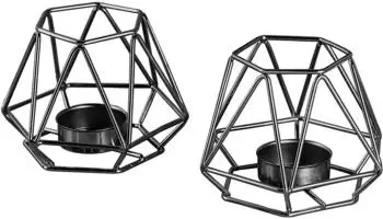 Echtwerk Kerzenhalter Diamant geometrisches Design, schwarz, 2-teilig (Small)