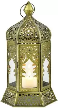 Marrakesch Orient & Mediterran Interior Labib orientalische Laterne Teelichthalter, Metall & Glas, 30cm (ms-2466c-kl)