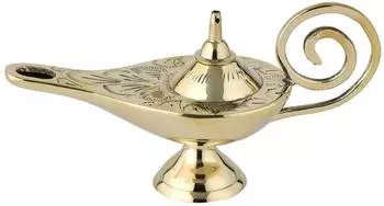 Marrakesch Orient & Mediterran Interior Aladdin Wunderlampe Jini Messing massiv, gold, 19cm (jto-2860-c)