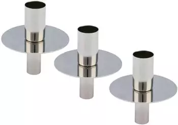Spetebo Flaschenkerzenhalter 3er-Set, Metall, silber, 8cm (2789)