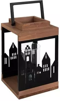 ECD Germany Gartenlaterne Holz, Metall & Glas, 22cm (490009488)