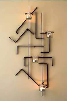 DanDiBo Wandteelichthalter MIX4, Metall, schwarz, 73cm