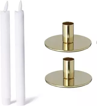 Novaliv Kerzenhalter rund, Metall gold, 2er-Set, 10x5cm, LED Flackereffekt (20426-20791-2x)