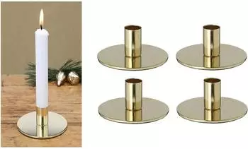 Novaliv Stabkerzenhalter 4er-Set Metall gold 10x5cm (20426-4x)