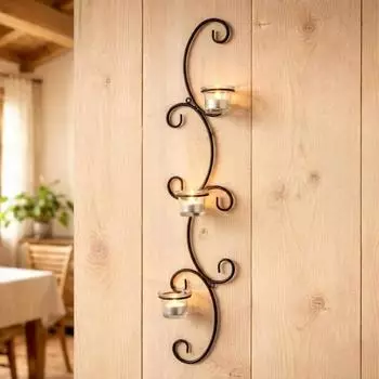 DanDiBo Wandteelichthalter Emma Metall schwarz 70cm (1033868017)