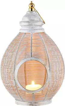Marrakesch Orient & Mediterran Interior Tamas Windlicht Laterne, Metall, weiß, 32cm (isd-1121)