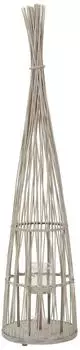 ECD Germany Bambus-Laterne 150cm mit LED-Lichterkette & Glaseinsatz, Boho (490018712)
