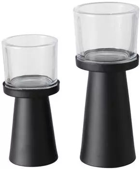 Boltze Pius Kerzenhalter, schwarz, Metall, 2er-Set (Pius)