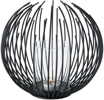 Boltze CEYLON Windlicht Kerzenhalter + Glaszylinder Eisen 20cm Ø24cm schwarz